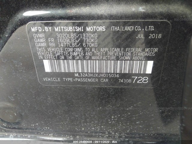 Photo 8 VIN: ML32A3HJXJH015034 - MITSUBISHI MIRAGE 