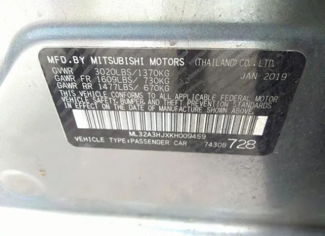 Photo 8 VIN: ML32A3HJXKH009459 - MITSUBISHI MIRAGE 