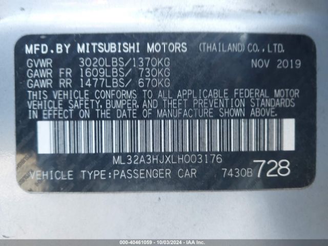 Photo 8 VIN: ML32A3HJXLH003176 - MITSUBISHI MIRAGE 