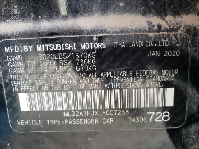 Photo 9 VIN: ML32A3HJXLH007258 - MITSUBISHI MIRAGE ES 