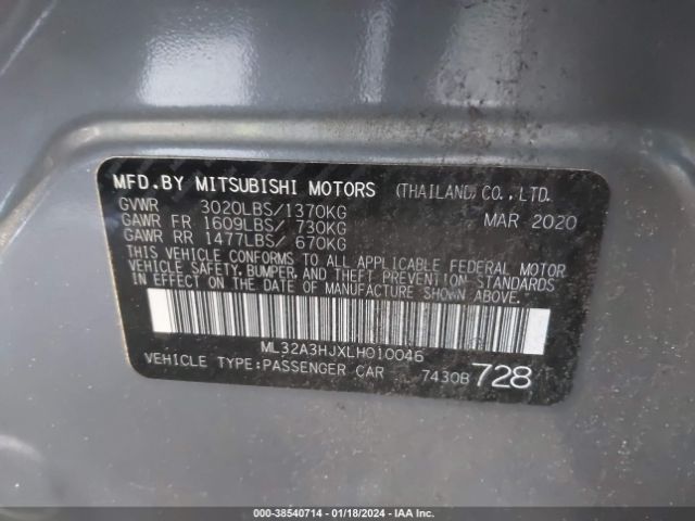 Photo 8 VIN: ML32A3HJXLH010046 - MITSUBISHI MIRAGE 