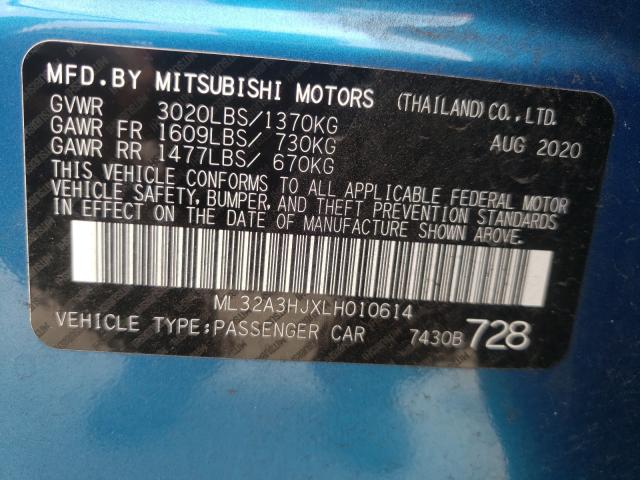 Photo 9 VIN: ML32A3HJXLH010614 - MITSUBISHI MIRAGE ES 