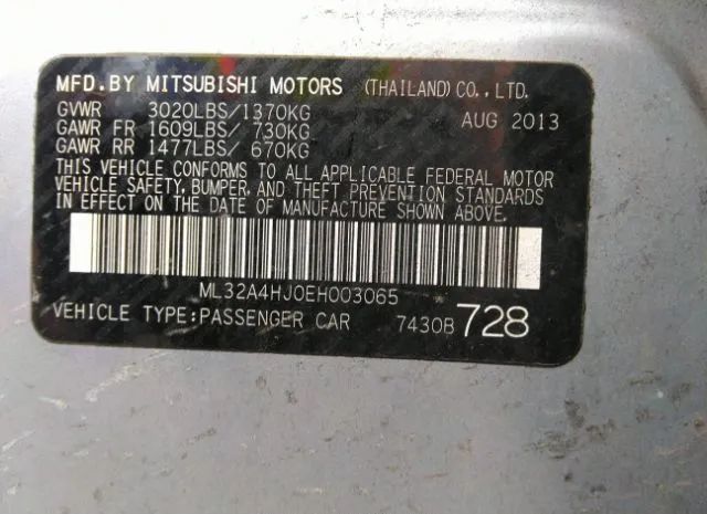 Photo 8 VIN: ML32A4HJ0EH003065 - MITSUBISHI MIRAGE 