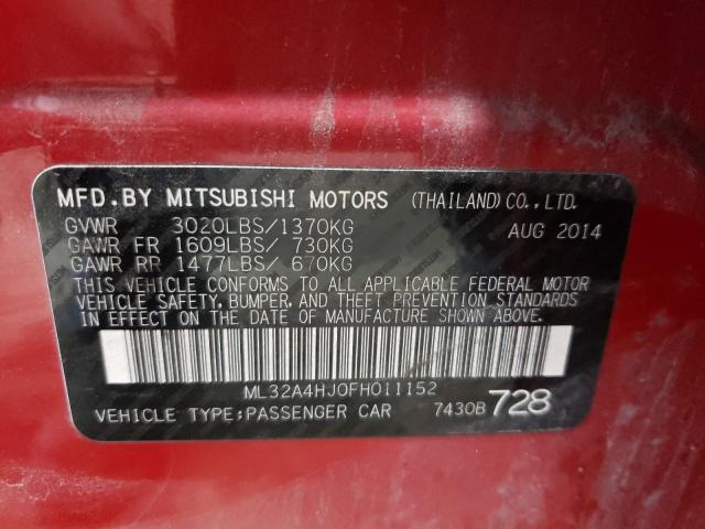 Photo 9 VIN: ML32A4HJ0FH011152 - MITSUBISHI MIRAGE ES 