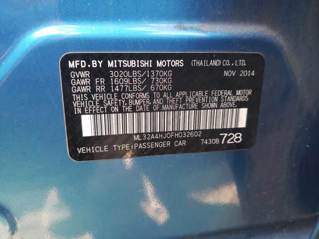 Photo 9 VIN: ML32A4HJ0FH032602 - MITSUBISHI MIRAGE ES 