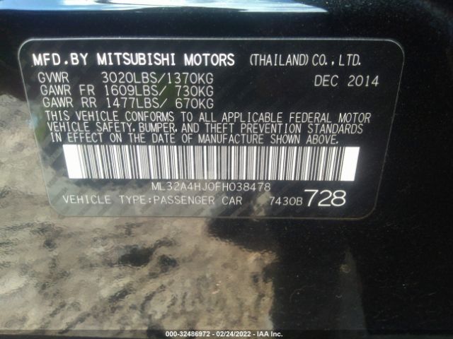 Photo 8 VIN: ML32A4HJ0FH038478 - MITSUBISHI MIRAGE 