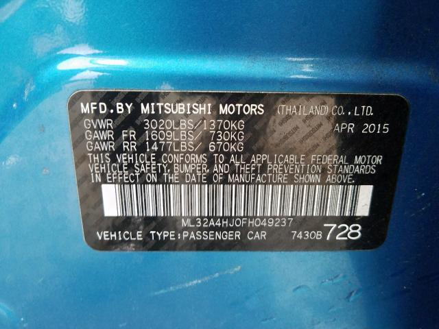 Photo 9 VIN: ML32A4HJ0FH049237 - MITSUBISHI MIRAGE ES 