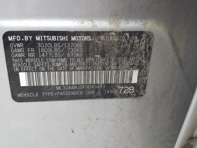 Photo 9 VIN: ML32A4HJ0FH049433 - MITSUBISHI MIRAGE ES 