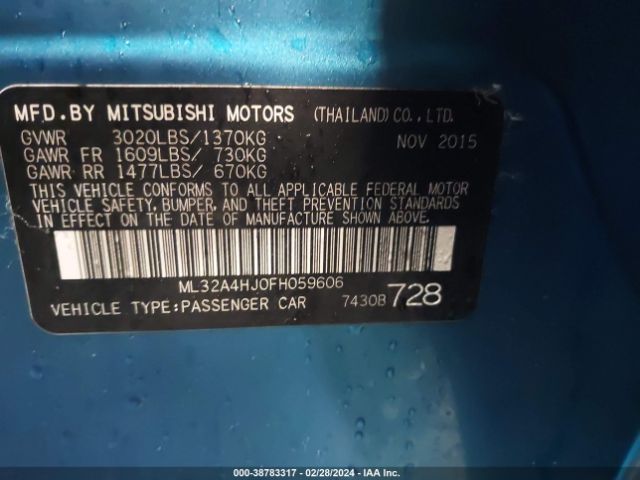 Photo 8 VIN: ML32A4HJ0FH059606 - MITSUBISHI MIRAGE 