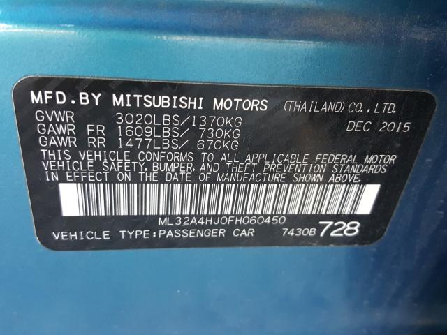 Photo 9 VIN: ML32A4HJ0FH060450 - MITSUBISHI MIRAGE ES 