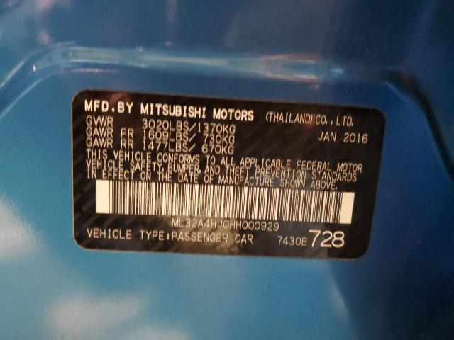 Photo 12 VIN: ML32A4HJ0HH000929 - MITSUBISHI MIRAGE SE 