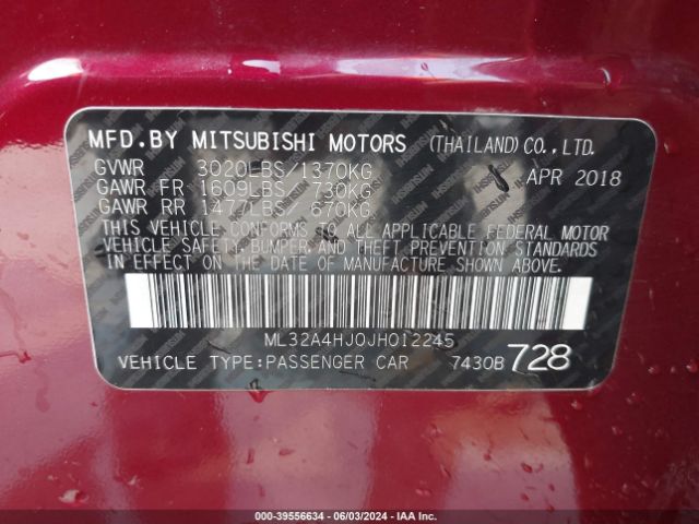 Photo 8 VIN: ML32A4HJ0JH012245 - MITSUBISHI MIRAGE 