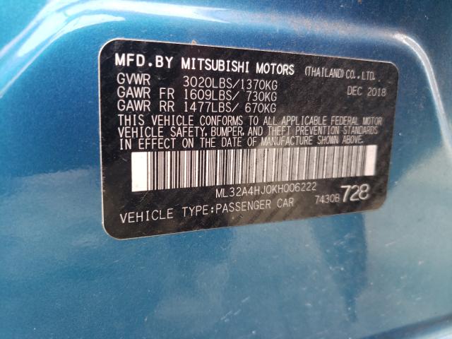 Photo 9 VIN: ML32A4HJ0KH006222 - MITSUBISHI MIRAGE SE 