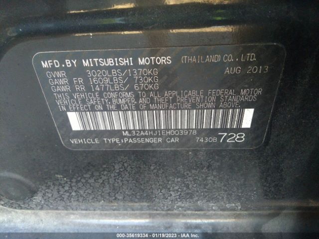 Photo 8 VIN: ML32A4HJ1EH003978 - MITSUBISHI MIRAGE 