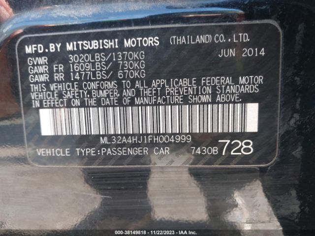 Photo 8 VIN: ML32A4HJ1FH004999 - MITSUBISHI MIRAGE 