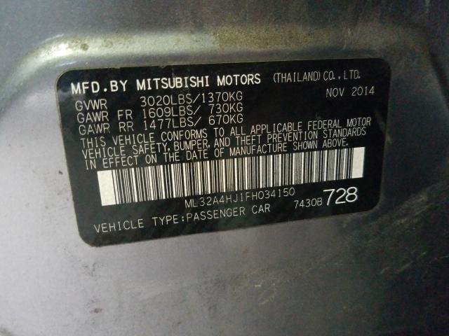 Photo 9 VIN: ML32A4HJ1FH034150 - MITSUBISHI MIRAGE ES 