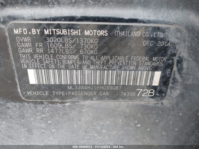 Photo 8 VIN: ML32A4HJ1FH039087 - MITSUBISHI MIRAGE 