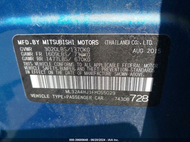 Photo 8 VIN: ML32A4HJ1FH055029 - MITSUBISHI MIRAGE 