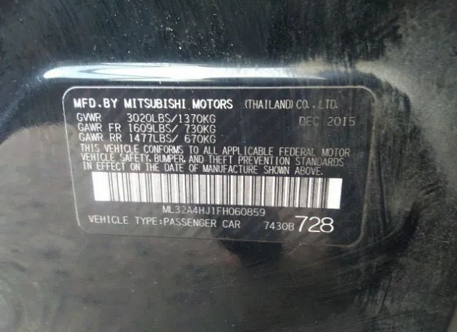 Photo 8 VIN: ML32A4HJ1FH060859 - MITSUBISHI MIRAGE 