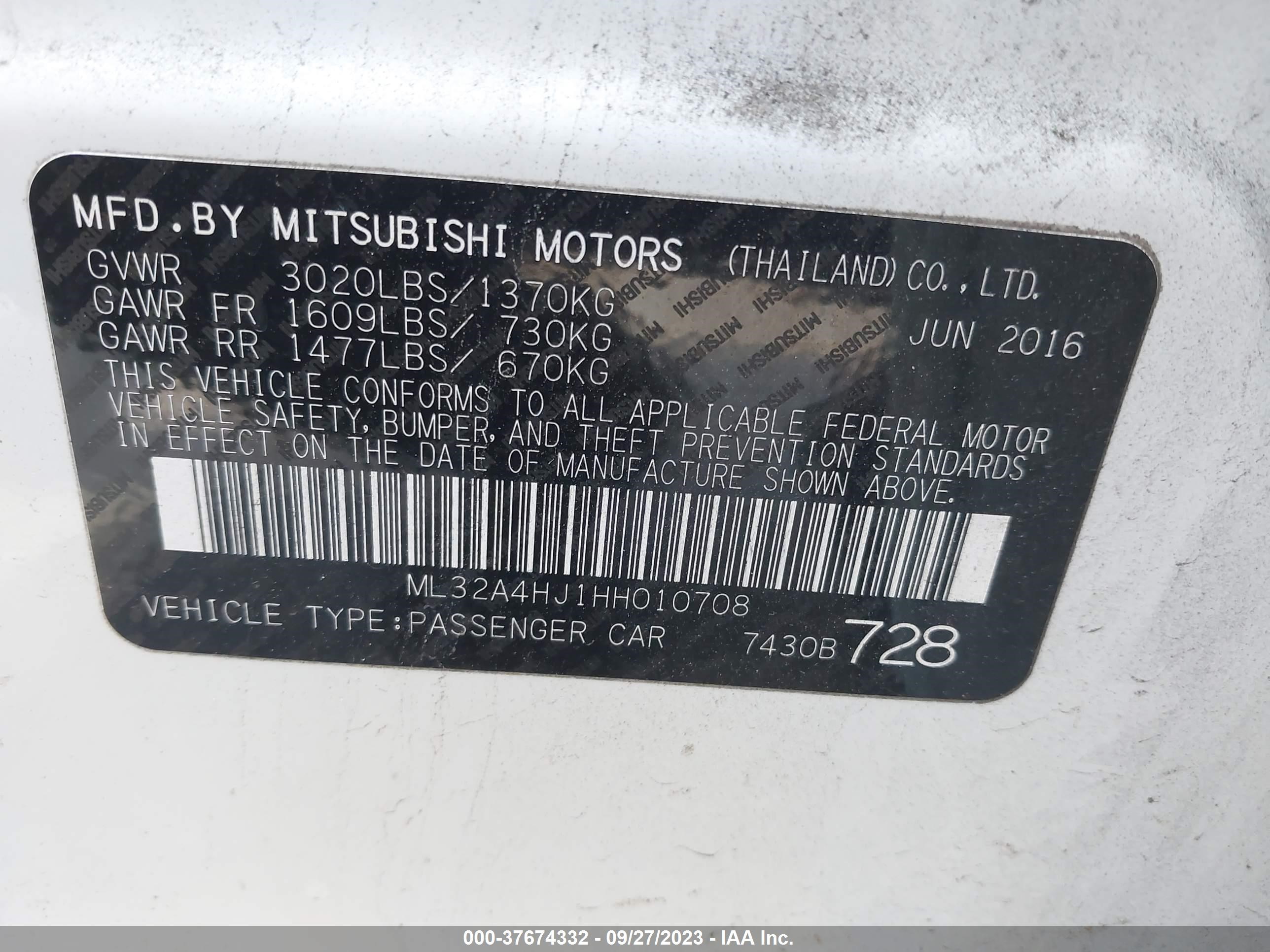 Photo 8 VIN: ML32A4HJ1HH010708 - MITSUBISHI MIRAGE 