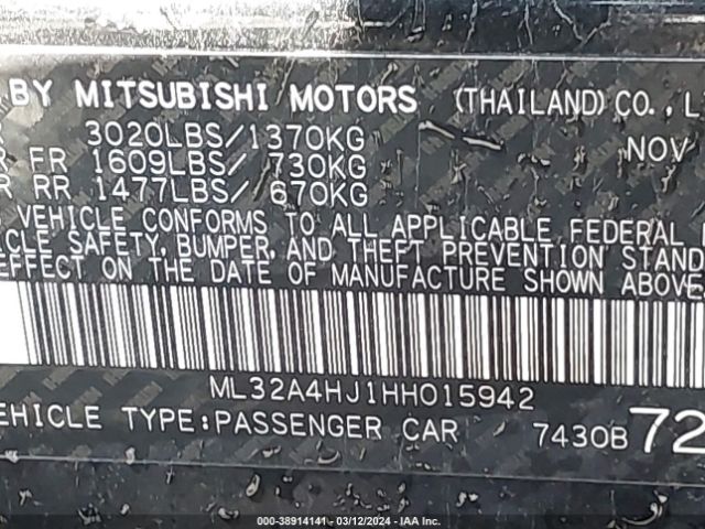 Photo 8 VIN: ML32A4HJ1HH015942 - MITSUBISHI MIRAGE 