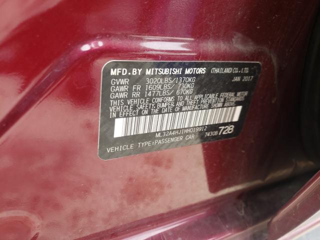 Photo 9 VIN: ML32A4HJ1HH019912 - MITSUBISHI MIRAGE SE 