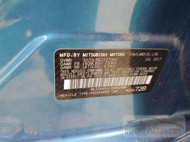 Photo 11 VIN: ML32A4HJ1JH002386 - MITSUBISHI MIRAGE 