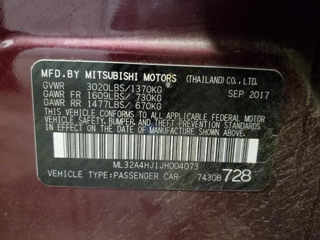 Photo 9 VIN: ML32A4HJ1JH004073 - MITSUBISHI MIRAGE SE 