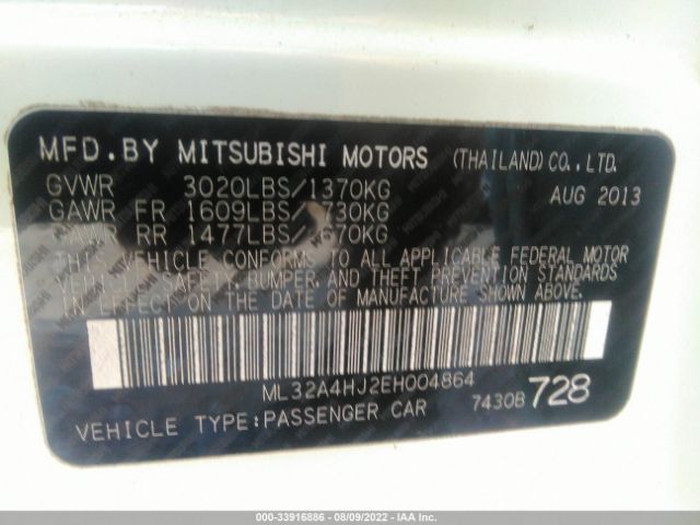 Photo 8 VIN: ML32A4HJ2EH004864 - MITSUBISHI MIRAGE 