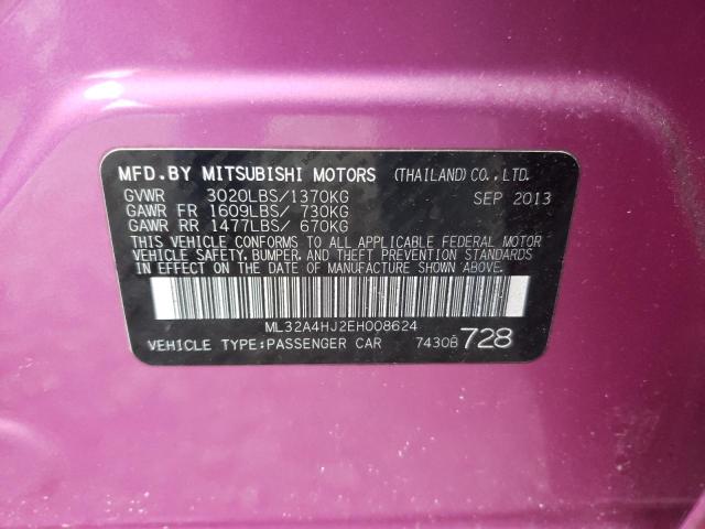 Photo 11 VIN: ML32A4HJ2EH008624 - MITSUBISHI MIRAGE ES 