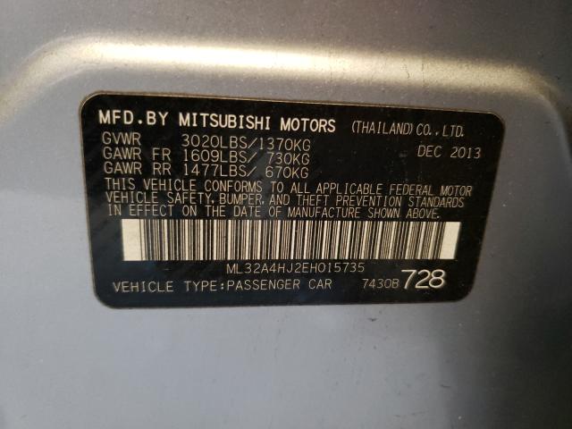 Photo 9 VIN: ML32A4HJ2EH015735 - MITSUBISHI MIRAGE ES 