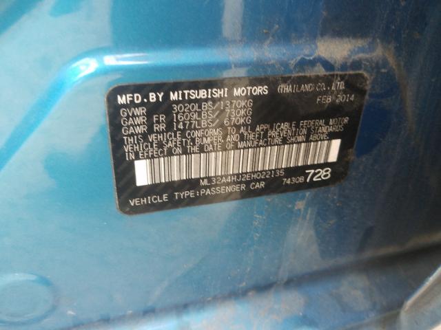 Photo 9 VIN: ML32A4HJ2EH022135 - MITSUBISHI MIRAGE ES 