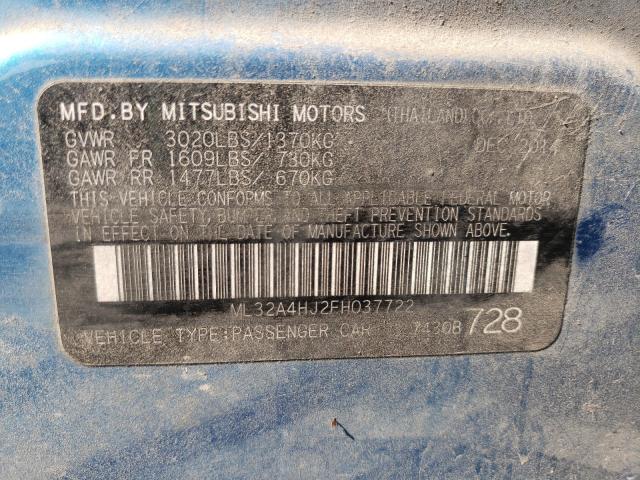 Photo 9 VIN: ML32A4HJ2FH037722 - MITSUBISHI MIRAGE ES 