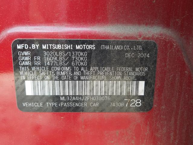 Photo 9 VIN: ML32A4HJ2FH038076 - MITSUBISHI MIRAGE ES 