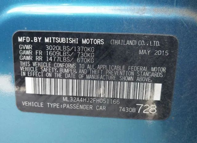 Photo 8 VIN: ML32A4HJ2FH051166 - MITSUBISHI MIRAGE 