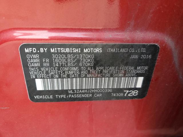 Photo 11 VIN: ML32A4HJ2HH000396 - MITSUBISHI MIRAGE 