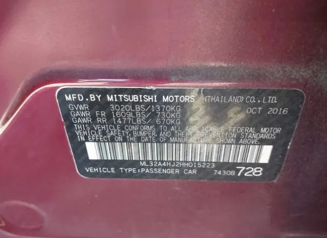 Photo 8 VIN: ML32A4HJ2HH015223 - MITSUBISHI MIRAGE 