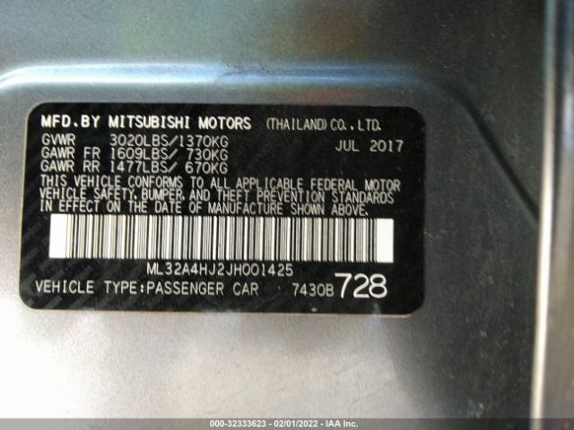 Photo 8 VIN: ML32A4HJ2JH001425 - MITSUBISHI MIRAGE 