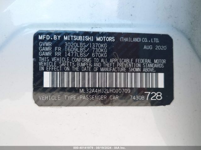 Photo 8 VIN: ML32A4HJ2LH010709 - MITSUBISHI MIRAGE 