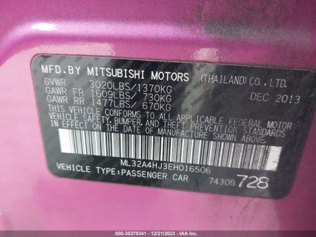 Photo 8 VIN: ML32A4HJ3EH016506 - MITSUBISHI MIRAGE 