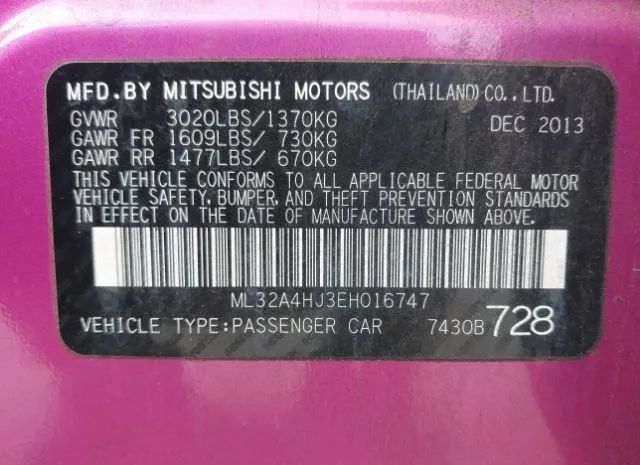 Photo 8 VIN: ML32A4HJ3EH016747 - MITSUBISHI MIRAGE 