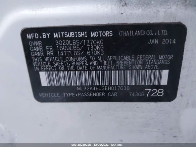 Photo 8 VIN: ML32A4HJ3EH017638 - MITSUBISHI MIRAGE 