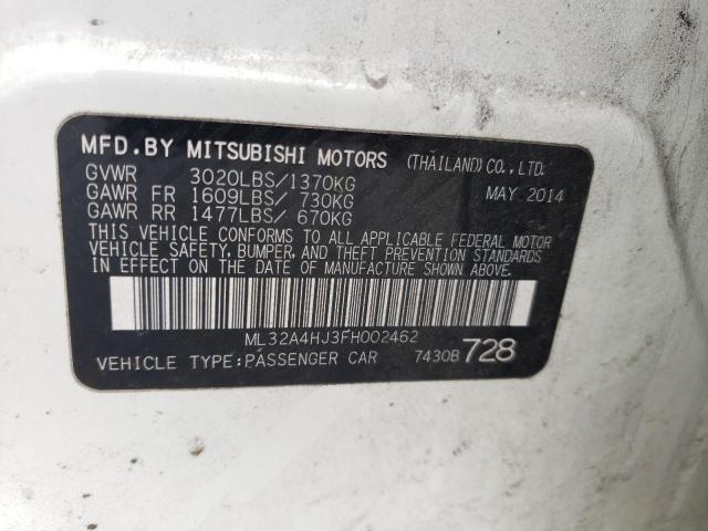 Photo 9 VIN: ML32A4HJ3FH002462 - MITSUBISHI MIRAGE ES 