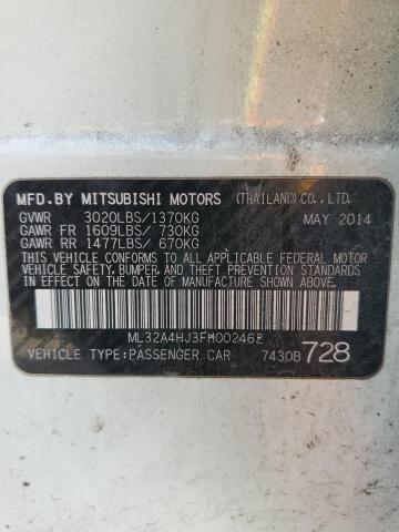 Photo 11 VIN: ML32A4HJ3FH002462 - MITSUBISHI MIRAGE ES 