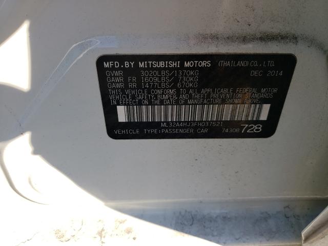 Photo 9 VIN: ML32A4HJ3FH037521 - MITSUBISHI MIRAGE ES 