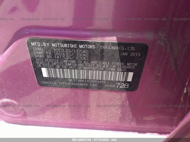 Photo 8 VIN: ML32A4HJ3FH042489 - MITSUBISHI MIRAGE 