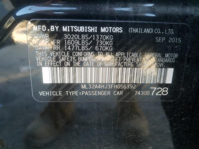 Photo 9 VIN: ML32A4HJ3FH056392 - MITSUBISHI MIRAGE ES 