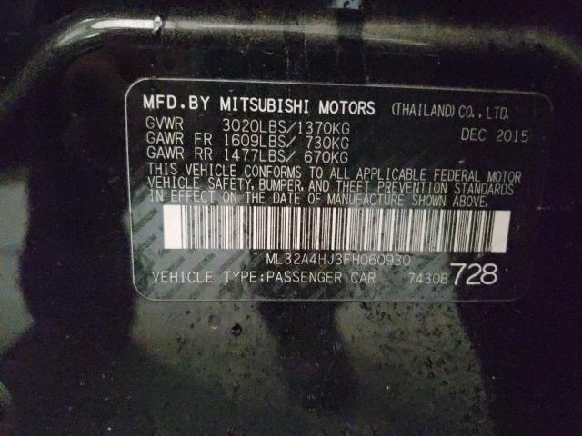 Photo 9 VIN: ML32A4HJ3FH060930 - MITSUBISHI MIRAGE ES 