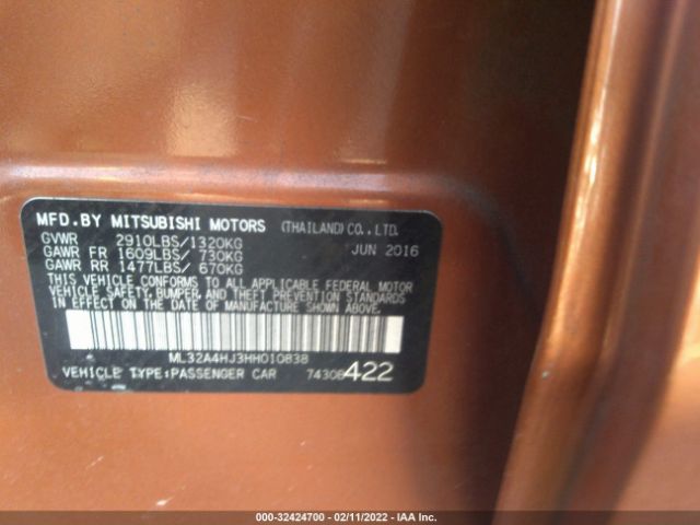 Photo 8 VIN: ML32A4HJ3HH010838 - MITSUBISHI MIRAGE 