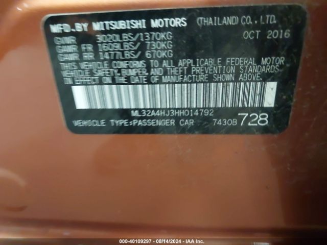 Photo 8 VIN: ML32A4HJ3HH014792 - MITSUBISHI MIRAGE 